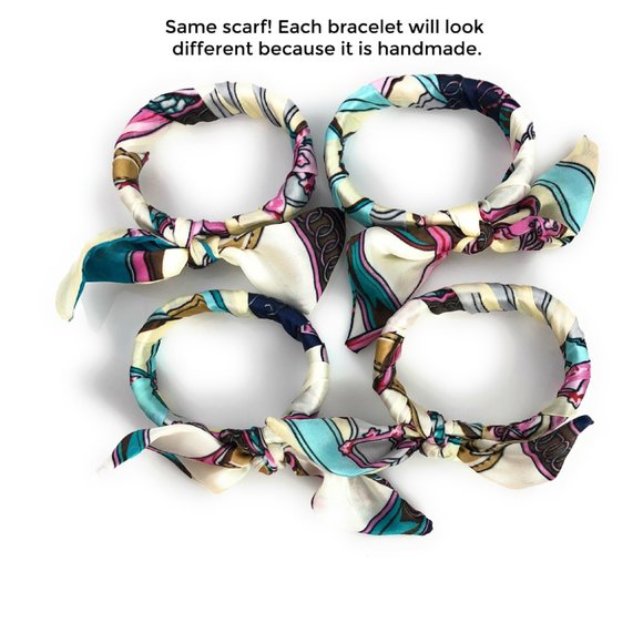 BOHO Bangle Bracelet Handmade Bow Tie Ribbon - Picture 3 of 5